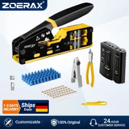 ZoeRax 8 in 1 RJ45 Cat6 Cat5e Crimp Tool Kit,Crimper tool,Cable Tester,Wire Cutter,Blades,50Pcs Cat6 Connectors and Boots
