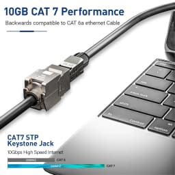 ZoeRax 24PCS Shielded RJ45 Cat7 Cat6a Keystone Jack STP Toolless Coupler Type Zinc Alloy Module Adapter Coupler 10GB Network