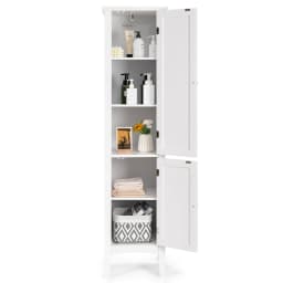 5-storey bathroom wardrobe narrow freestanding high wardrobe with 2 slat door, shelves & tilting fuse, Bath wardrobe