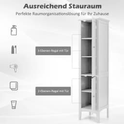 5-storey bathroom wardrobe narrow freestanding high wardrobe with 2 slat door, shelves & tilting fuse, Bath wardrobe