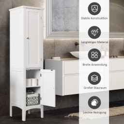 5-storey bathroom wardrobe narrow freestanding high wardrobe with 2 slat door, shelves & tilting fuse, Bath wardrobe
