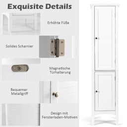 5-storey bathroom wardrobe narrow freestanding high wardrobe with 2 slat door, shelves & tilting fuse, Bath wardrobe
