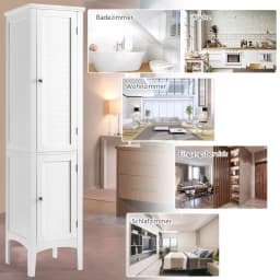 5-storey bathroom wardrobe narrow freestanding high wardrobe with 2 slat door, shelves & tilting fuse, Bath wardrobe