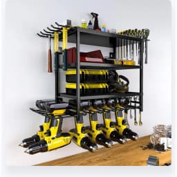 4 Layers Metal Wall-Mount Organizer for Power Tools Heavy Duty Metal Drill Rack with Strong Bearing Capacity for Garage Storage