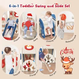 6-in-1 Slide And Swing For Toddlers With Basketball Hoop, Climbing Frame, Telescope, Storage, Slide Swing For Toddlers Kids