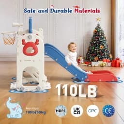 6-in-1 Slide And Swing For Toddlers With Basketball Hoop, Climbing Frame, Telescope, Storage, Slide Swing For Toddlers Kids