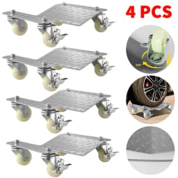 [EU Stock] 4pc Car Tire Wheel Trolley Dollies Vehicle Skates Moving Tire with 4 Casters Universal Wheels Car Movers Auto Repair