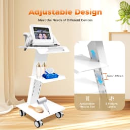 Multi-Functional Salon Trolley 3-Tier 220Lbs Max Load,3 Electrical Outlets,Quiet 360° Wheels for Barber,Nail Tech,Tattoo Studio