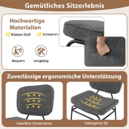 Dining room chair, Sherpa kitchen chair with curved seat and backrest, upholstery chair weighing up to 150 kg, living room chair