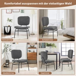 Dining room chair, Sherpa kitchen chair with curved seat and backrest, upholstery chair weighing up to 150 kg, living room chair