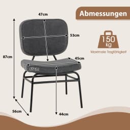Dining room chair, Sherpa kitchen chair with curved seat and backrest, upholstery chair weighing up to 150 kg, living room chair