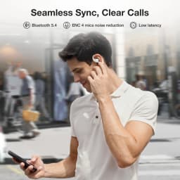 BR-CT3 Open Ear Earbuds bluetooth V5.4 Earphones Air Conduction Earhook Enhanced Bass 4 Mics Clear Calls App Control Earphones
