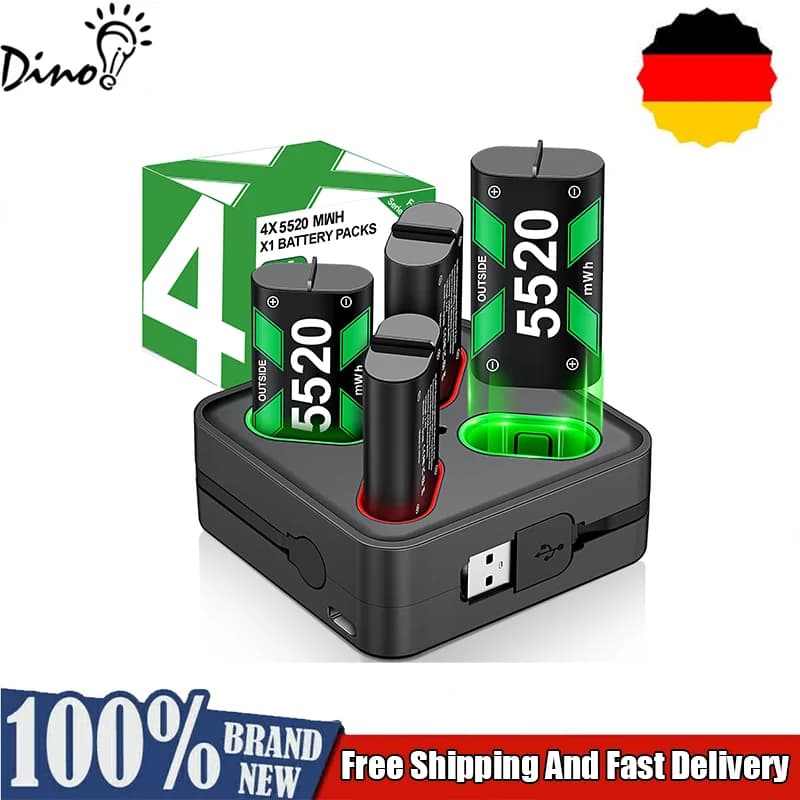 Rechargeable Xbox One Controller Battery Pack with 4x5520mWh for Xbox Series X|S,Battery Charger Station for Xbox One S/X/Elite