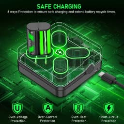 Rechargeable Xbox One Controller Battery Pack with 4x5520mWh for Xbox Series X|S,Battery Charger Station for Xbox One S/X/Elite