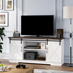 Farmhouse TV Stand for 65 Inch TV, Entertainment Center with Storage and Sliding Barn Doors, Modern Media TV Console TV Stands f