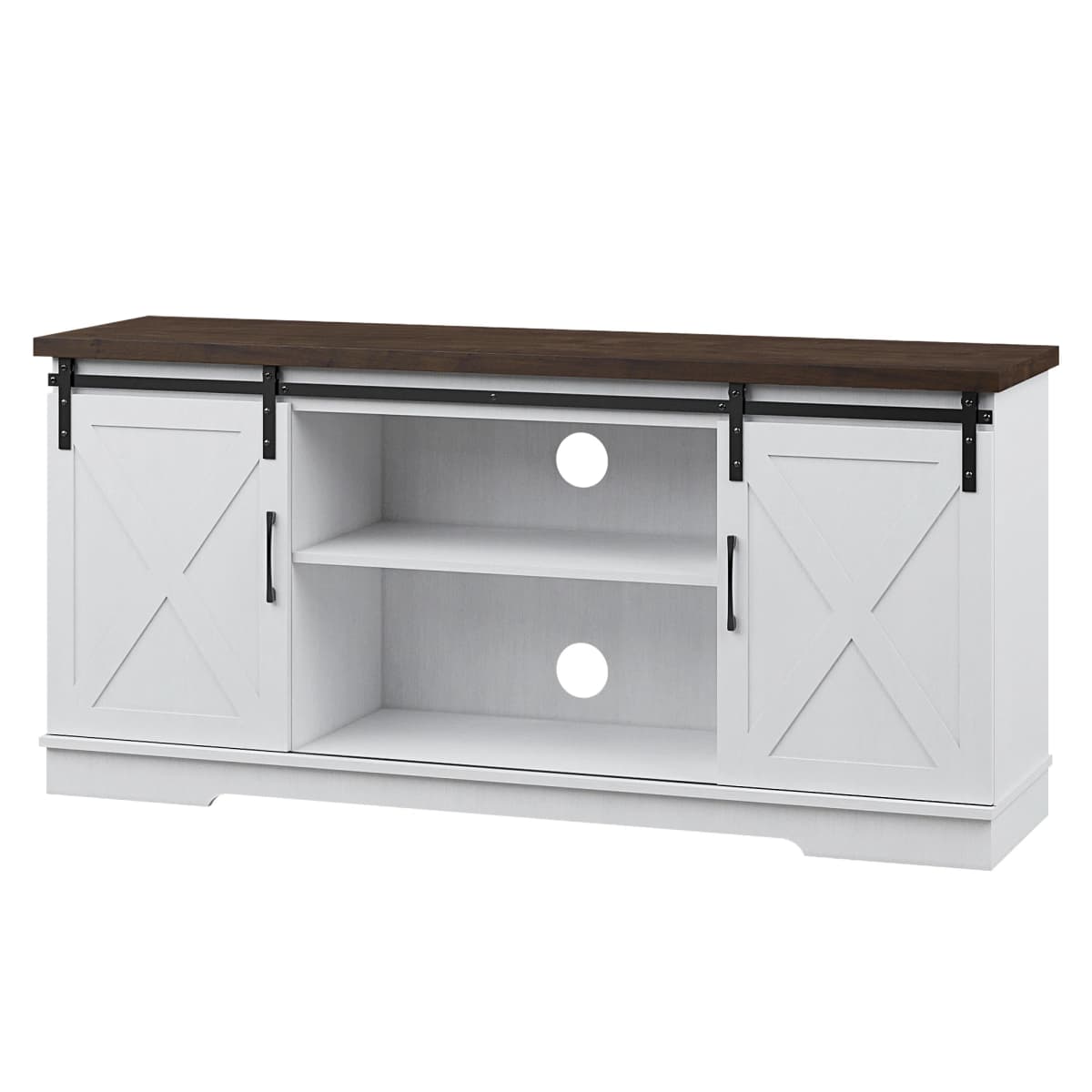Farmhouse TV Stand for 65 Inch TV, Entertainment Center with Storage and Sliding Barn Doors, Modern Media TV Console TV Stands f