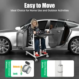 Adjustable Height Patient Lift Transfer Chair with Portable Potty, Multi-functional Hydraulic Lift Shift Cart with 4 Wheels