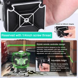 4D 16 Lines Laser Level 3° Self-leveling Level Machine Rechargeable 2 Lithium Battery Laser Leveling Tool with Tripod Stand