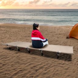 Camping Cot Outdoor Foldable Bed Single Sleeping Pad Lounge Chair 190*65CM for Picnic Travel Camping Hiking Mountaineering
