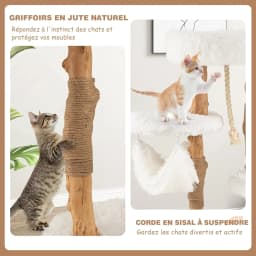 Cat tree with platform, perch, hammock, jute scratching post for resting, playing and sharpening, 41 X 41 X 87 CM