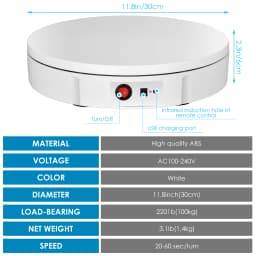 100kg Load 30cm 360 Degree Electric Rotary Display Stand For Displaying Jewelry, Cakes, Clothing And Model Photography