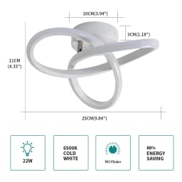White Hallway Light Modern LED Ceiling Light for Balcony Corridor Closet Bedroom Bathroom Kitchen Livingroom 6500K White Cold