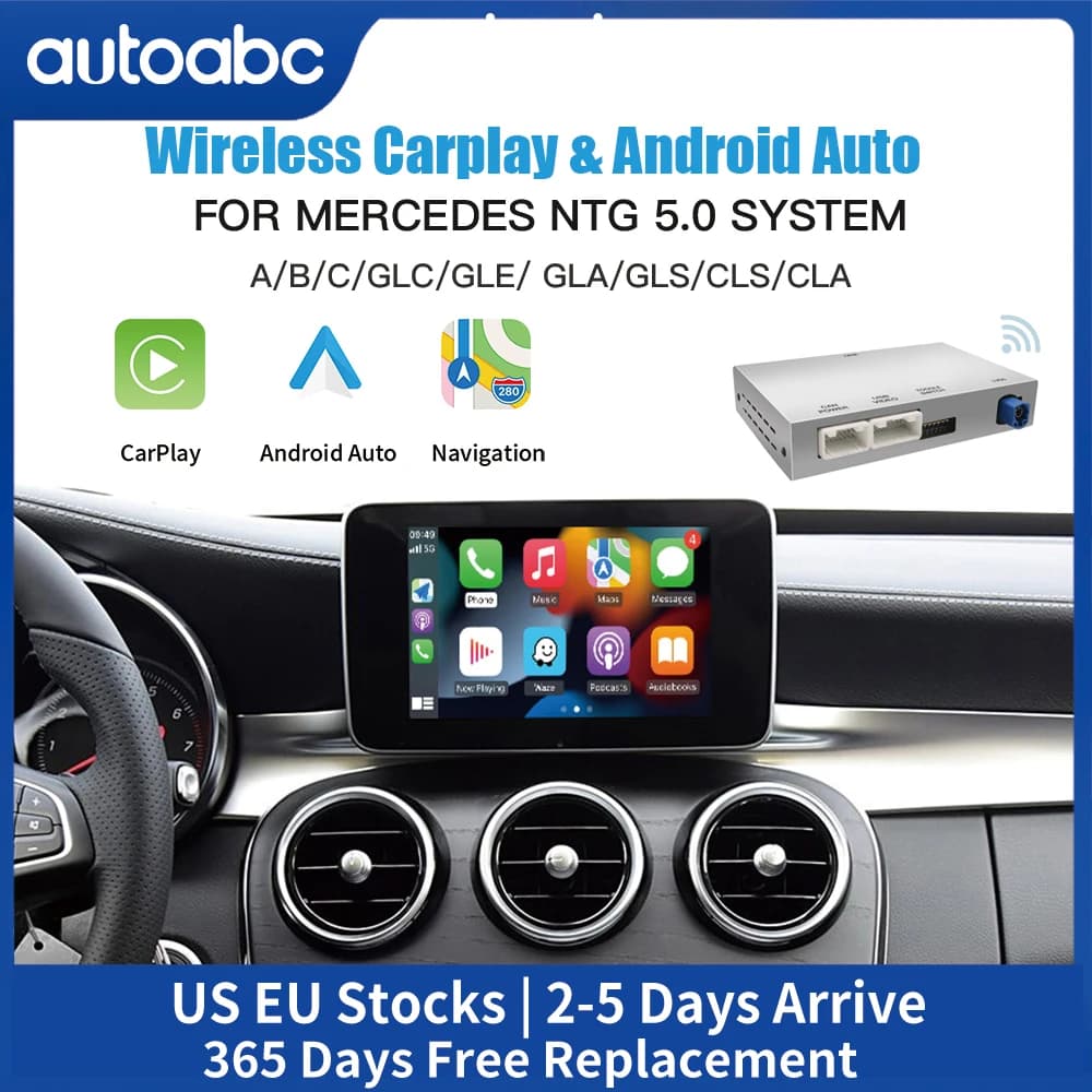 AUTOABC Wireless Carplay Android Auto Adapter for Mercedes Benz NTG5.0 GLC CLA GLA GLE A B E C Class W205 W176 C117 W246 Android