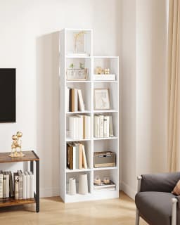 Bookcase, Cube Shelf, Modern Open Wooden Shelving Unit, Storage Shelves and Display Shelves for Living Room, White