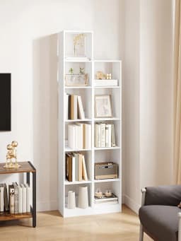 Bookcase, Cube Shelf, Modern Open Wooden Shelving Unit, Storage Shelves and Display Shelves for Living Room, White
