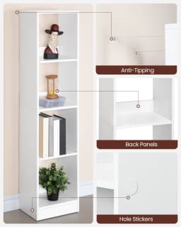 Bookcase, Cube Shelf, Modern Open Wooden Shelving Unit, Storage Shelves and Display Shelves for Living Room, White