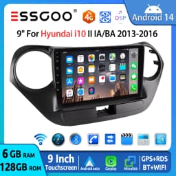 ESSGOO 8Core 128G 9" For Hyundai i10 II IA/BA 13-16 Android 14 Car Radio CarPlay Android Auto GPS Navi4G Wifi FM RDS BT DSP 2DIN