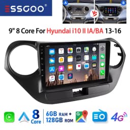 ESSGOO 8Core 128G 9" For Hyundai i10 II IA/BA 13-16 Android 14 Car Radio CarPlay Android Auto GPS Navi4G Wifi FM RDS BT DSP 2DIN