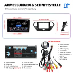ESSGOO 8Core 128G 9" For Hyundai i10 II IA/BA 13-16 Android 14 Car Radio CarPlay Android Auto GPS Navi4G Wifi FM RDS BT DSP 2DIN