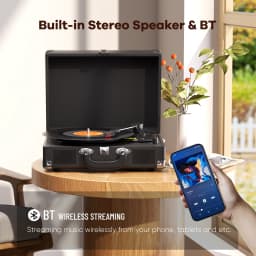 Maio C200 Belt-Driven Vintage Gramophone Device, Vinyl Record, Turntable, High-Fidelity Stereo, Built-In Speaker, 3-Speed