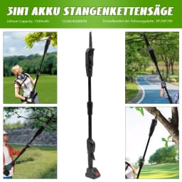 1500mAh 552W Cordless Pole Saw 4.1ft Adjustable 66ft/s Chain Speed Safety Lock for Garden Tree Pruning