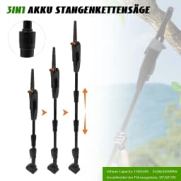 1500mAh 552W Cordless Pole Saw 4.1ft Adjustable 66ft/s Chain Speed Safety Lock for Garden Tree Pruning