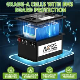 MOSEWORTH 48V 105Ah Golf Cart Lithium Battery Built-in 200A BMS with Touch Monitor and Charger APP Supported MAX 10.24 kW
