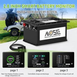 MOSEWORTH 48V 105Ah Golf Cart Lithium Battery Built-in 200A BMS with Touch Monitor and Charger APP Supported MAX 10.24 kW