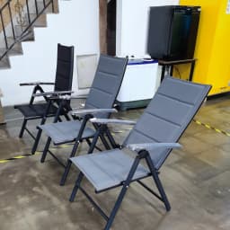 Aluminum Lounge Foldable Garden Chair Backrest w/ 7 Adjustable Settings, with Armrests, Weatherproof Outdoor Chairs Black,Gray