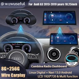 Wowuseful 10.25 inch Lcd Digital Cluster For Audi A3 2013-2019 years Dashboard Android Navigation Radio Player Paneel Cockpit