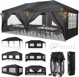 Folding Gazebo 3x6 Pop-Up Gazebo Waterproof Windproof Tent with 6 Sidewalls,3 Height Adjustable,UV Protection,Party Tent