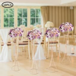 10pcs Golden Vase 80cm for Table Wedding, 31.5inch Metal Wedding Centerpieces Vase, Flower Road Lead Stand Stackable