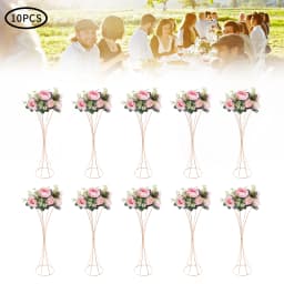 10pcs Golden Vase 80cm for Table Wedding, 31.5inch Metal Wedding Centerpieces Vase, Flower Road Lead Stand Stackable