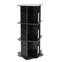 39*39*97 cm Rotating Bookshelf 3 Tier 360° Revolving Bookcase Corner PVC Wood Board Bookcase Stackable Bookshelf Organizer Black