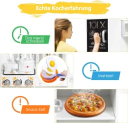 Children's Kitchen with Blackboard and Simulated Sounds, Children's Play Kitchen Wooden Including Play Accessories,for Children