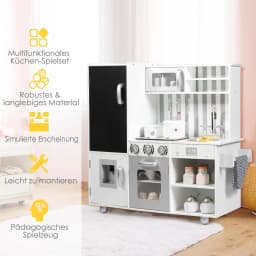 Children's Kitchen with Blackboard and Simulated Sounds, Children's Play Kitchen Wooden Including Play Accessories,for Children
