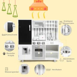 Children's Kitchen with Blackboard and Simulated Sounds, Children's Play Kitchen Wooden Including Play Accessories,for Children