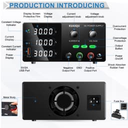 KUAIQU OCP OVP Laboratory Power Supply,160V 2A, 30V 10A 5A Adjustable Regulated Power Supply,OUTPUT Switch, USB Port, For Repair
