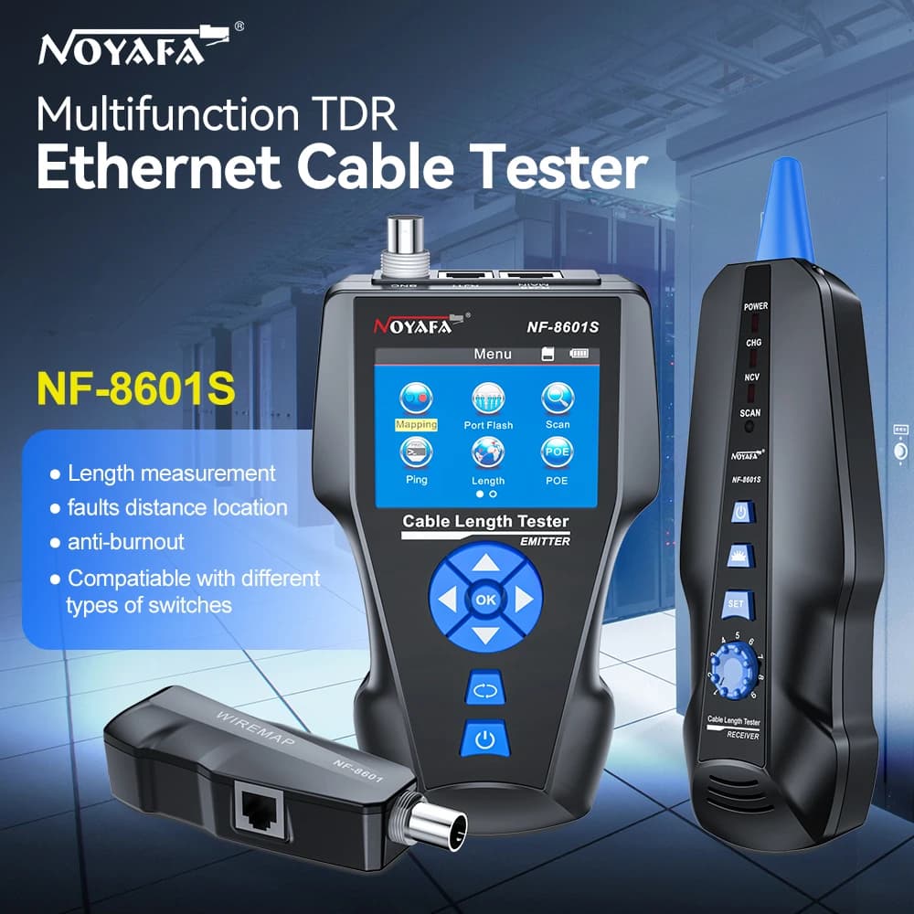 NOYAFA NF-8601S Network Cable Tester Anti-Interference Cable Tracker PING Tester RJ45 RJ11 Measure Length Tester Network Tools
