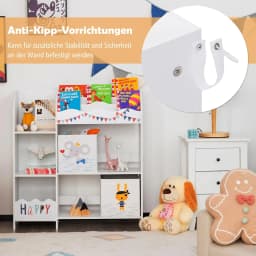 3-Tier Children's Shelf, Freestanding Nursery Shelf with 5 Compartments & 2 Storage Boxes,93 x 30 x 102 cm (Tier Pirate)